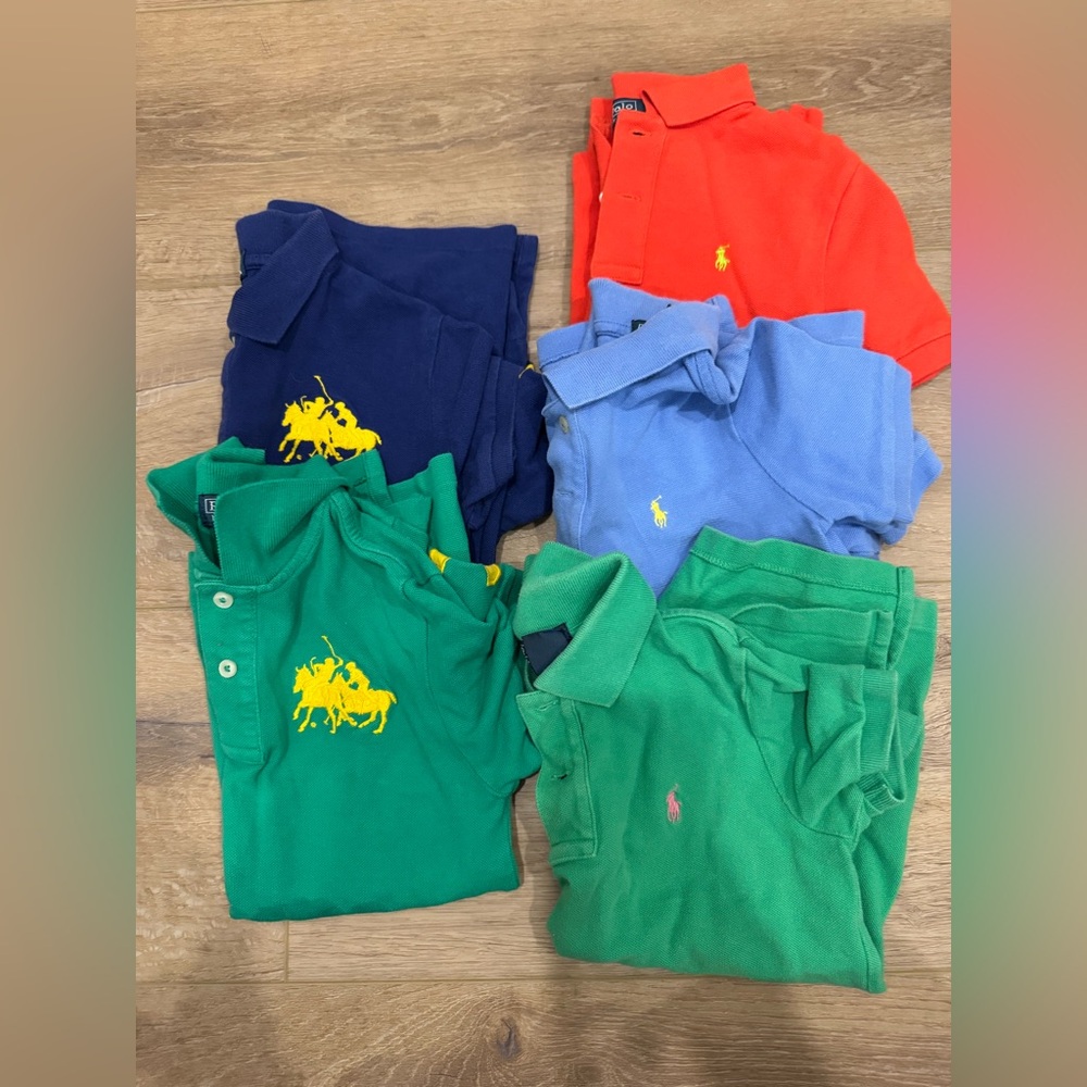 Lot of 5 Ralph Lauren Polo Boys size 6 and 7. Authentic worn Boys polos. 5 polos